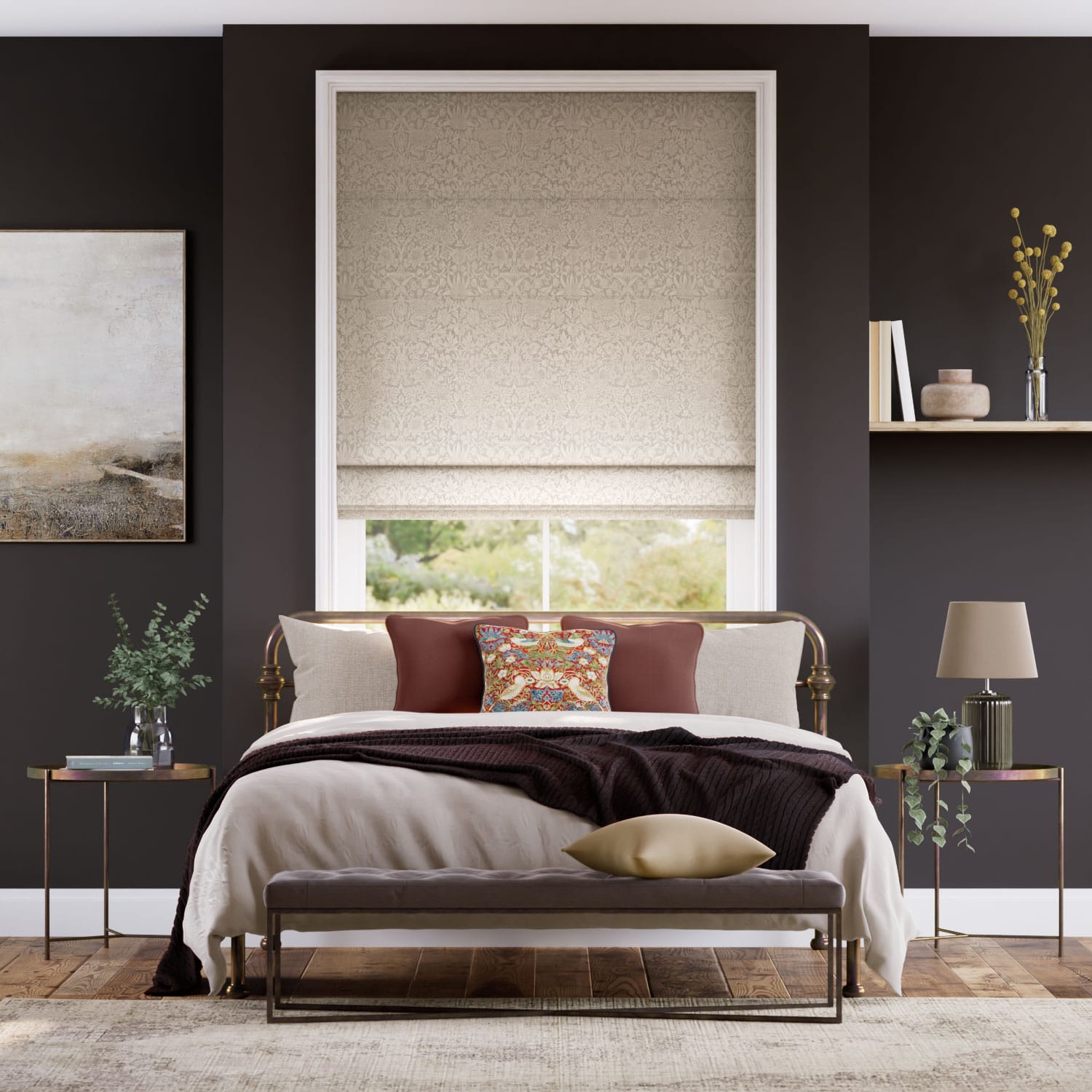 ウィリアムモリス いちご泥棒 ソフトゴールド ジャガード織 ローマンシェード