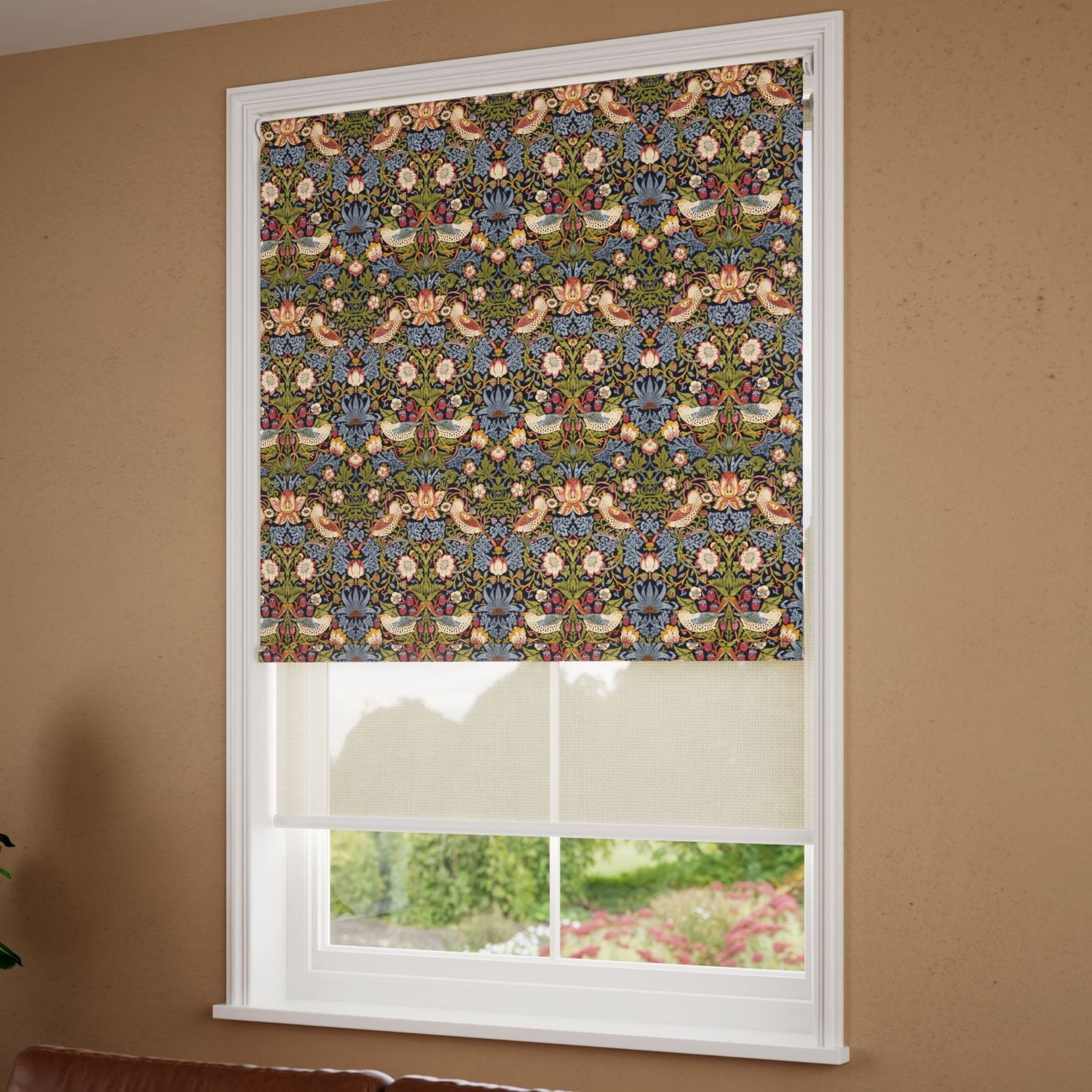 ウィリアムモリス 遮光いちご泥棒 ジュエル＆リネン ダブルロール