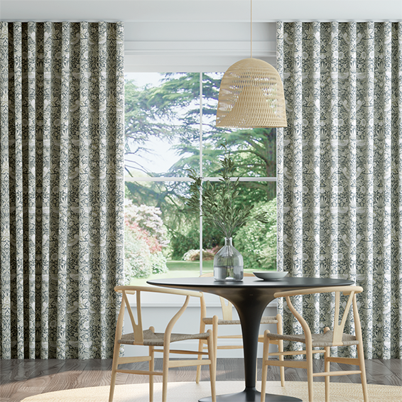 ウェーブ ウィリアムモリス いちご泥棒 マナーグレー カーテン