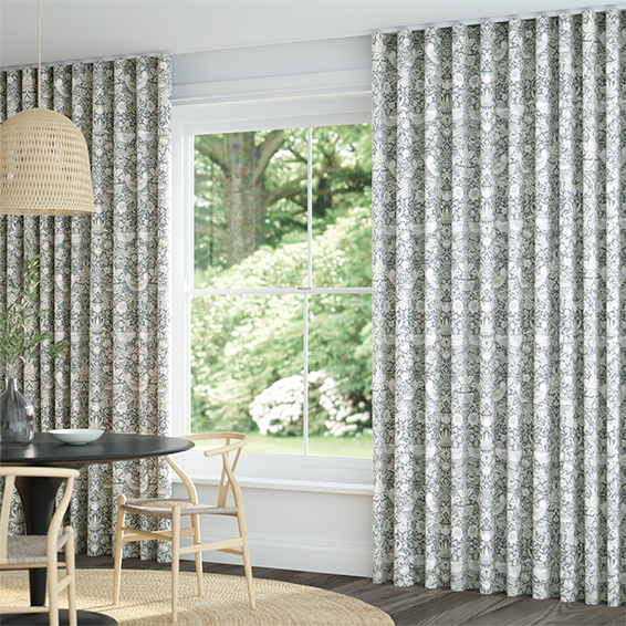 ウェーブ ウィリアムモリス いちご泥棒 マナーグレー カーテン