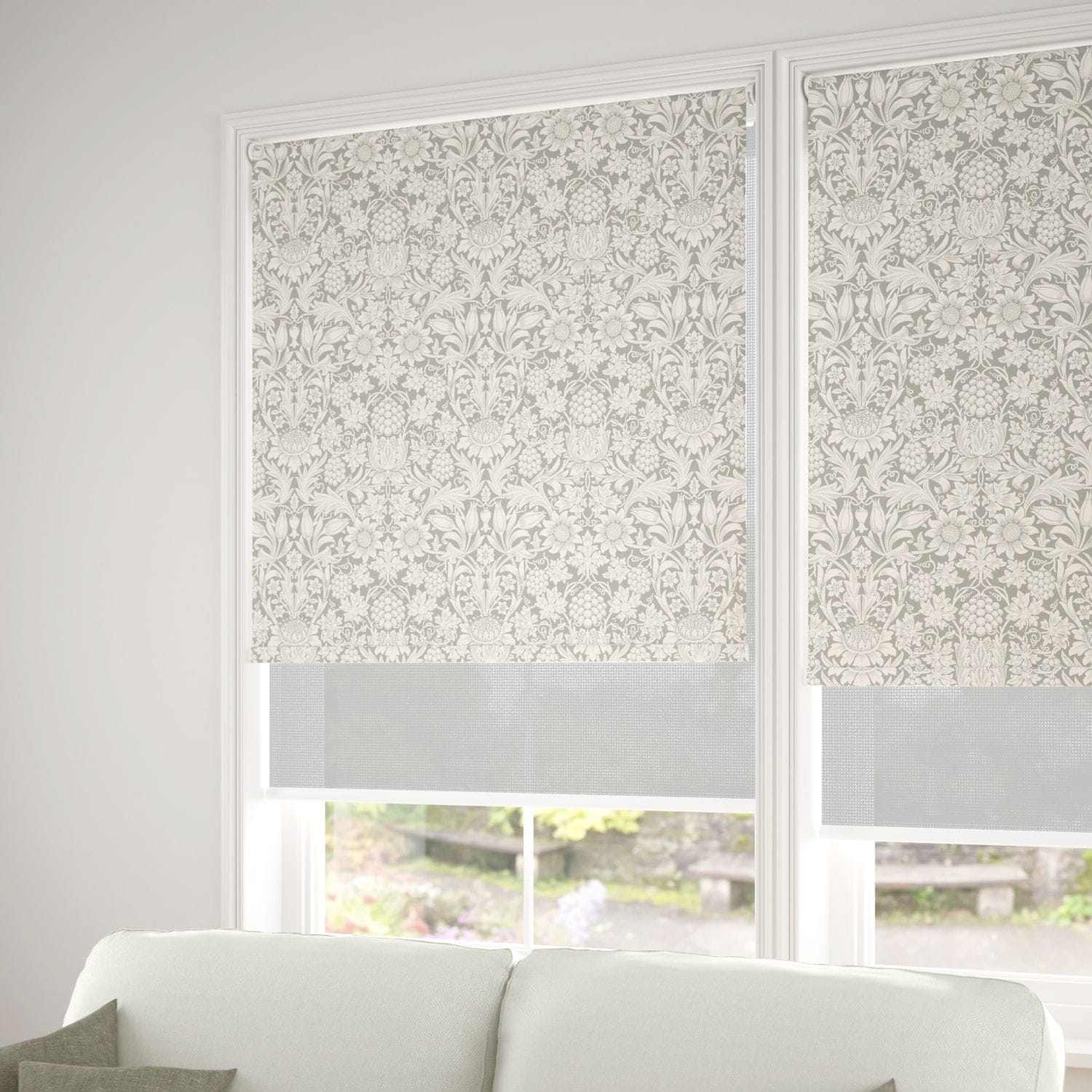 ウイリアムモリス サンフラワー シルバーグレー&モダングレー ダブル