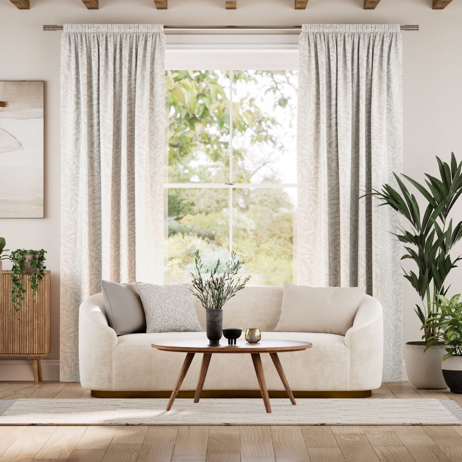 ウィリアムモリス ウイローバウ オイスター ジャガード織 カーテン