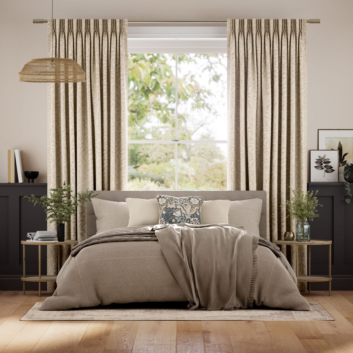 ウィリアムモリス ウイローバウ ソフトゴールド ジャガード織 カーテン