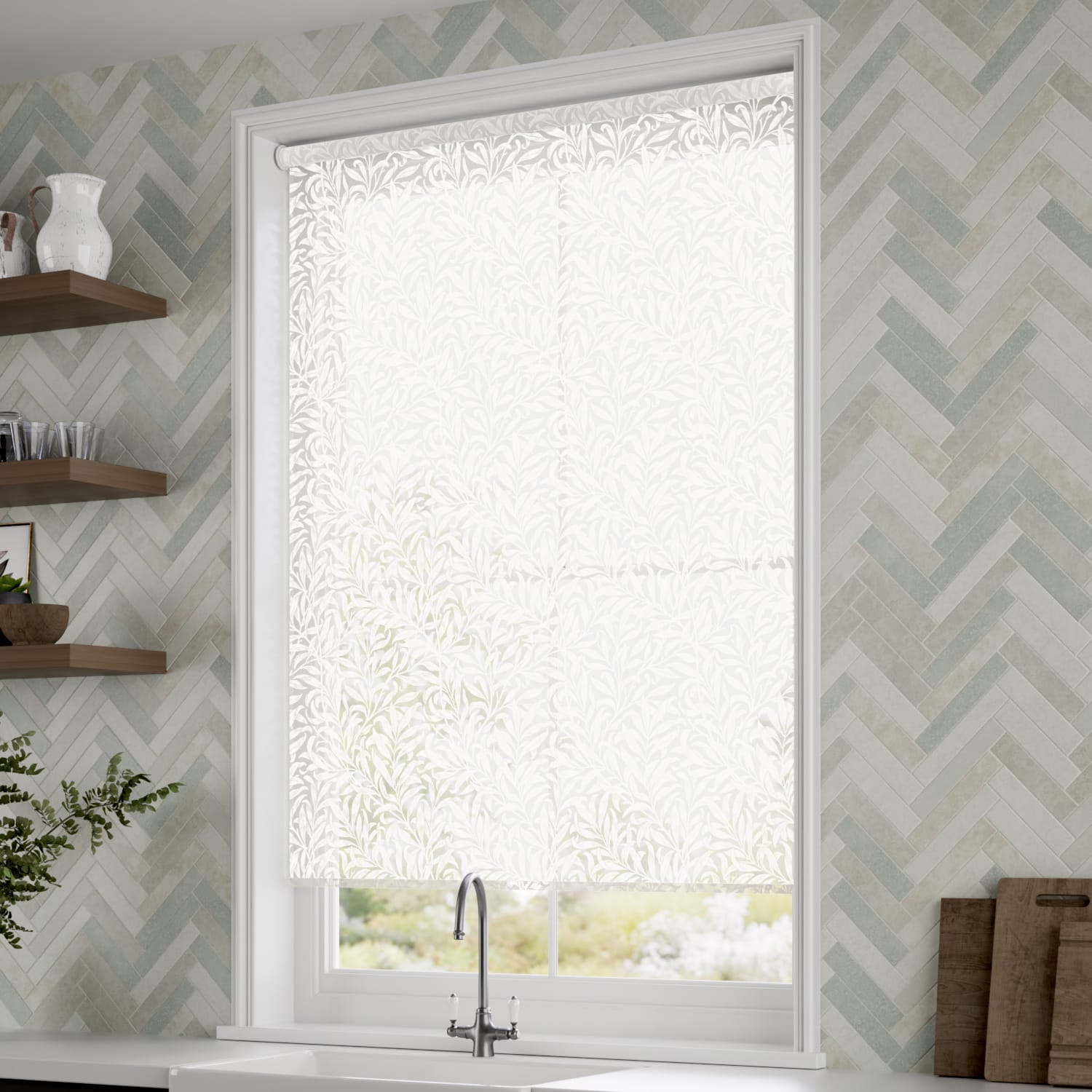 ウイリアムモリス　サンフラワー　シルバーグレー ロールスクリーン ウィリアムモリス 遮光サンフラワー シルバーグレー&モダン