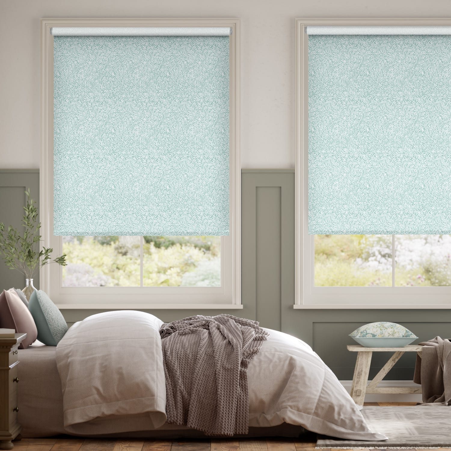 ウィリアムモリス ウイロー ダックエッグ ロールスクリーン