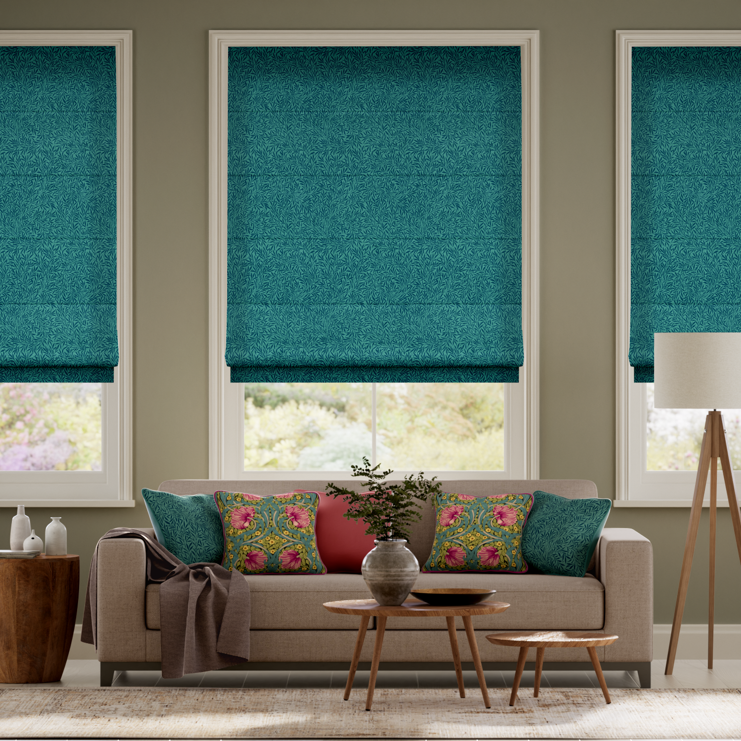 ウィリアムモリス ウイロー ジェイド ローマンシェード