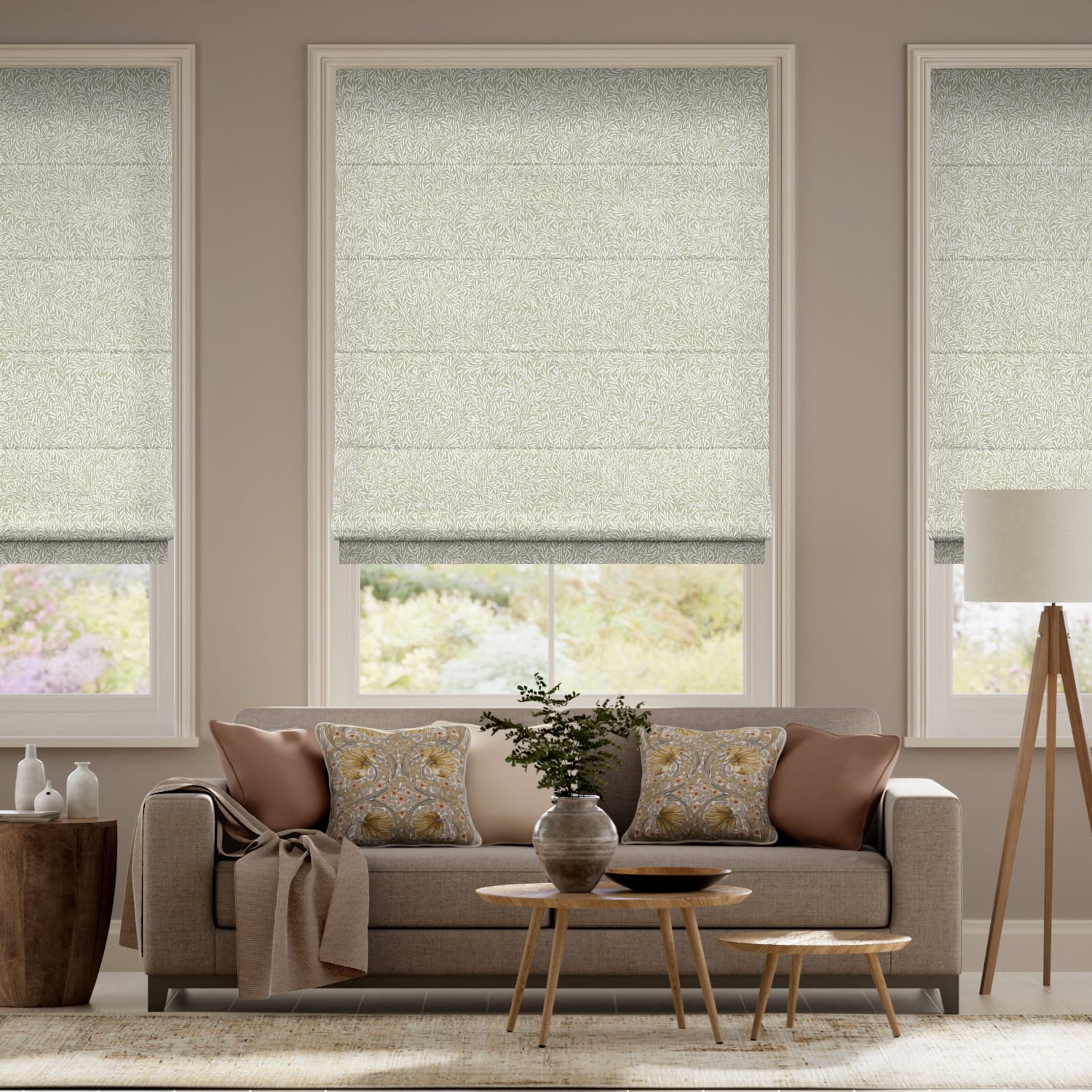 ウィリアムモリス ウイロー ポーセリン ローマンシェード